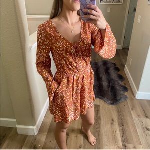 Roxy rust floral flowy romper
